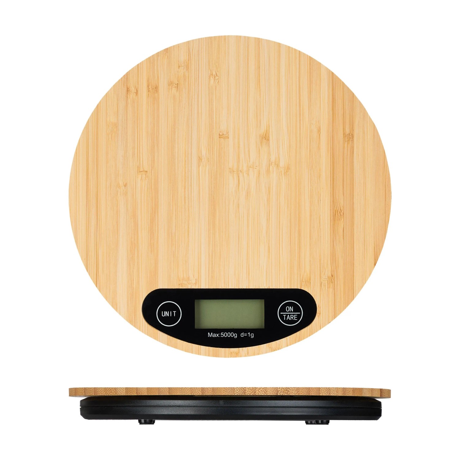 Relaxdays Küchenwaage Bambus Natur Schwarz Digital 2 cm x 20 cm 250 g