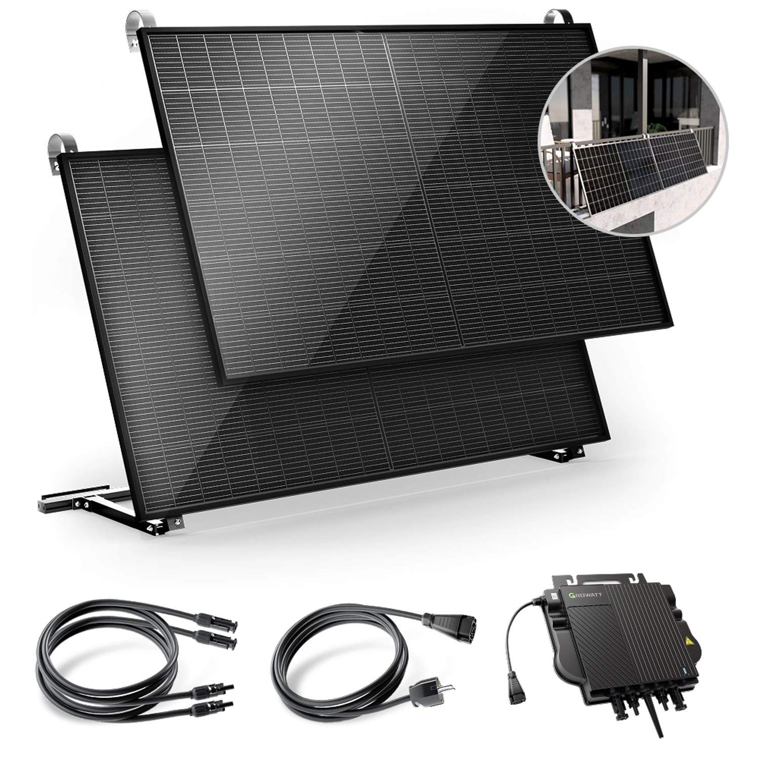 Solakon Balkonkraftwerk 1000W Solaranlage mit Balkonhalterung Steckerfertig günstig online kaufen