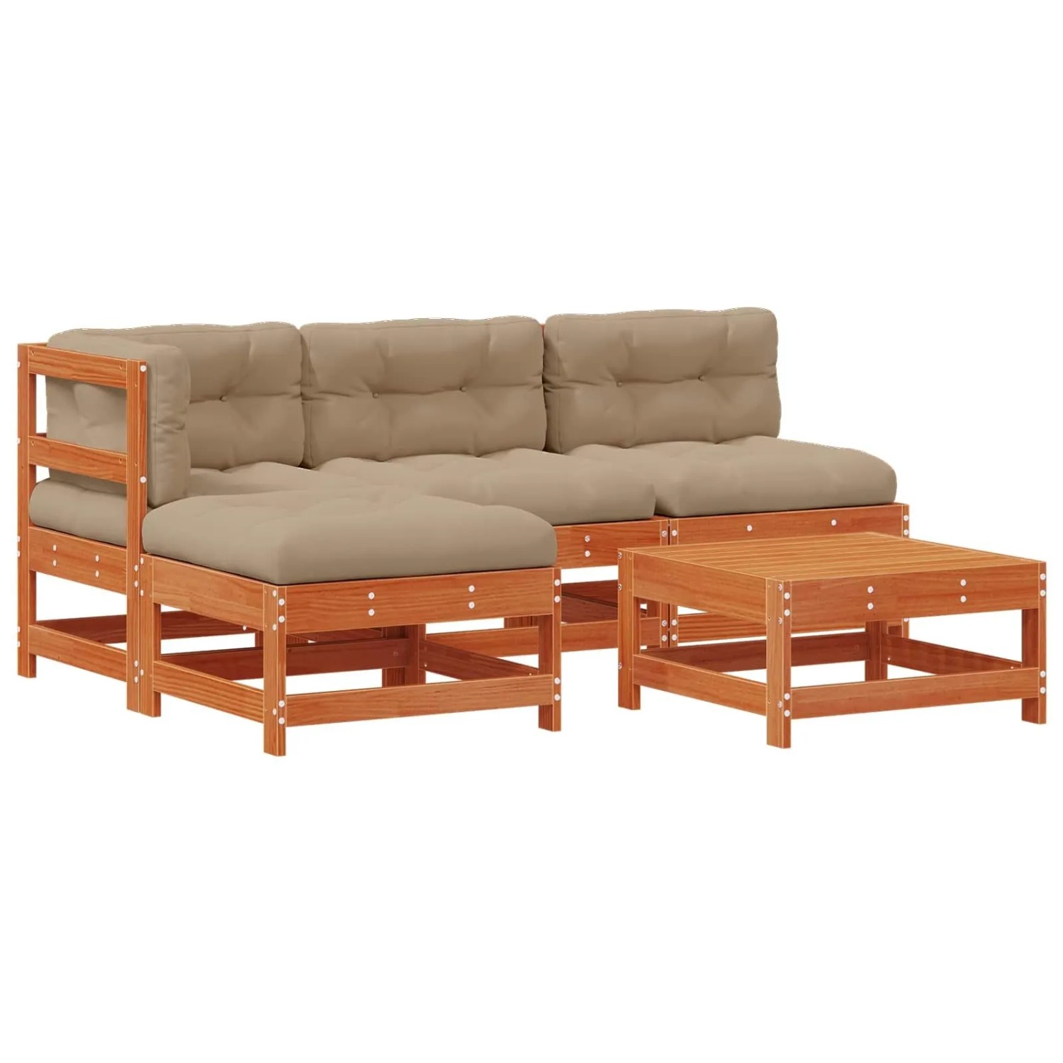 vidaXL Garten-Lounge-Set 5 Stk Wachsbraun Massives Kiefernholz 3418089