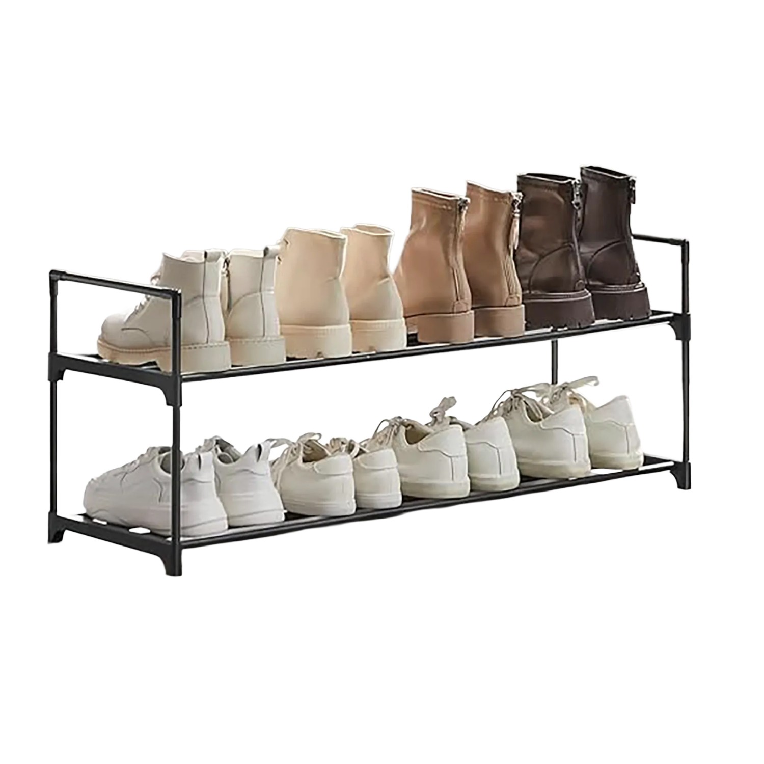 Songmics Schuhregal Deky 2 Ebenen Metall Schwarz günstig online kaufen