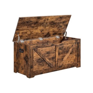 Offene braune Vasagle Sitzbank (100x40x46cm) im Landhausstil mit Stauraum.