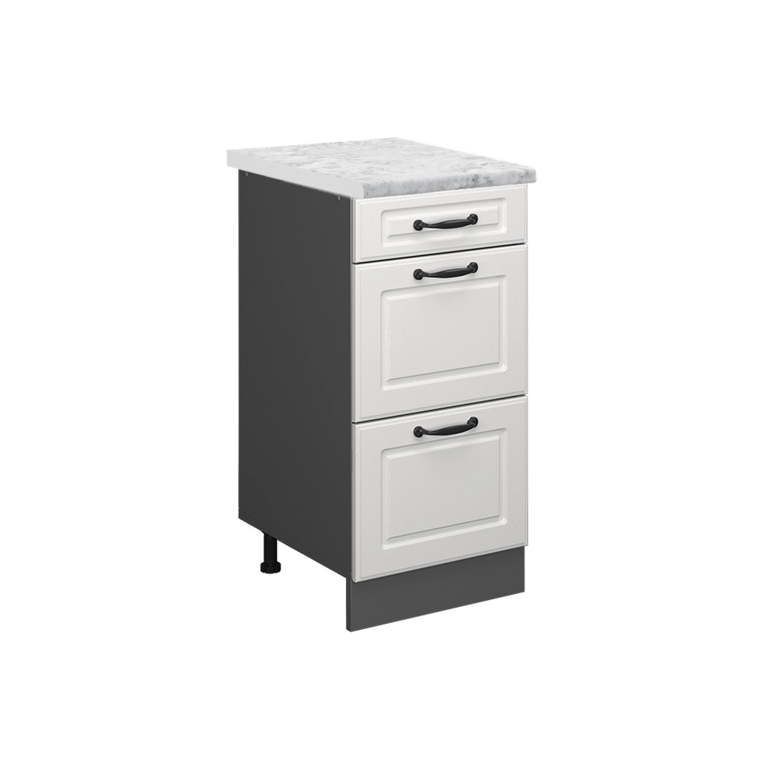 Vicco Küchenschrank R-Line Schubladenschrank für die Küche Weiß Landhaus 40 cm AP Marmor