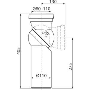 Alcadrain A90-90R WC-Anschlussbogen verstellbar 0–90°