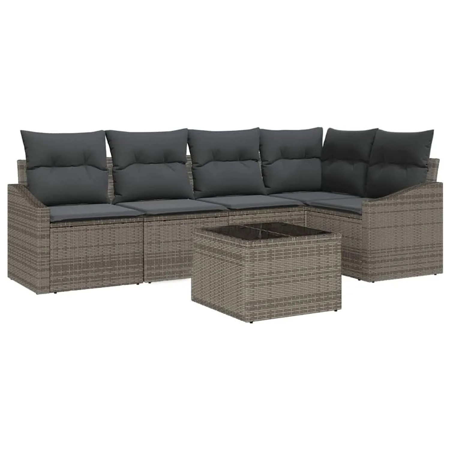 vidaXL Sofa Set mit Kissen mit Speicher 6-Tlg Hellgrau Poly-Rattan 3355398 günstig online kaufen