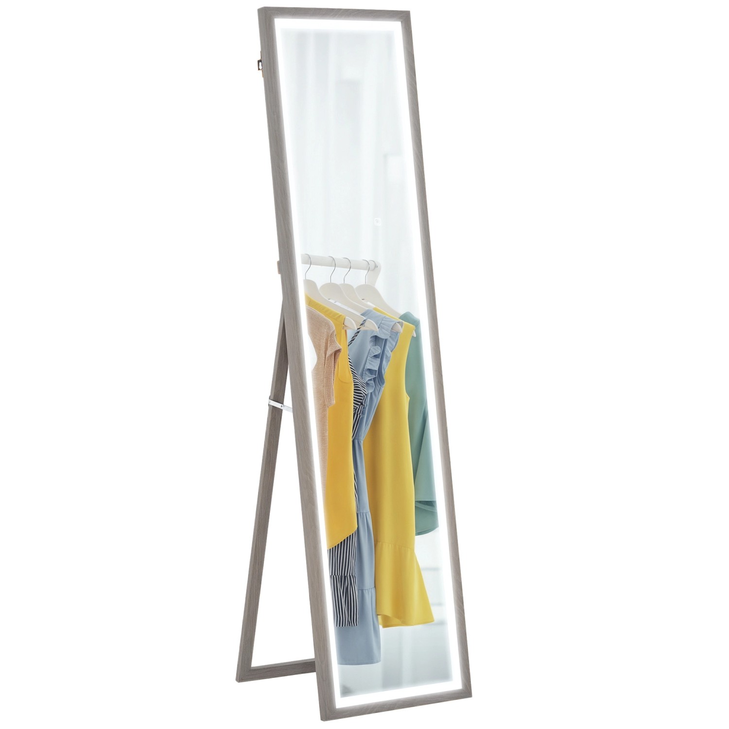 HOMCOM Ganzkörperspiegel Hartglas MDF 40L x 5B x 160H cm Grau