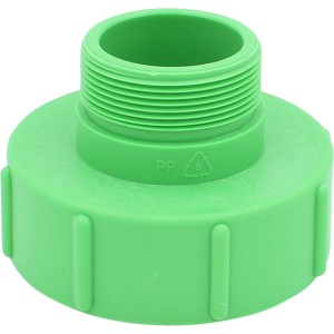 Grüner IBC Adapter 3 Zoll mit Grobgewinde für Regentonnen und Wasserzapfstellen.