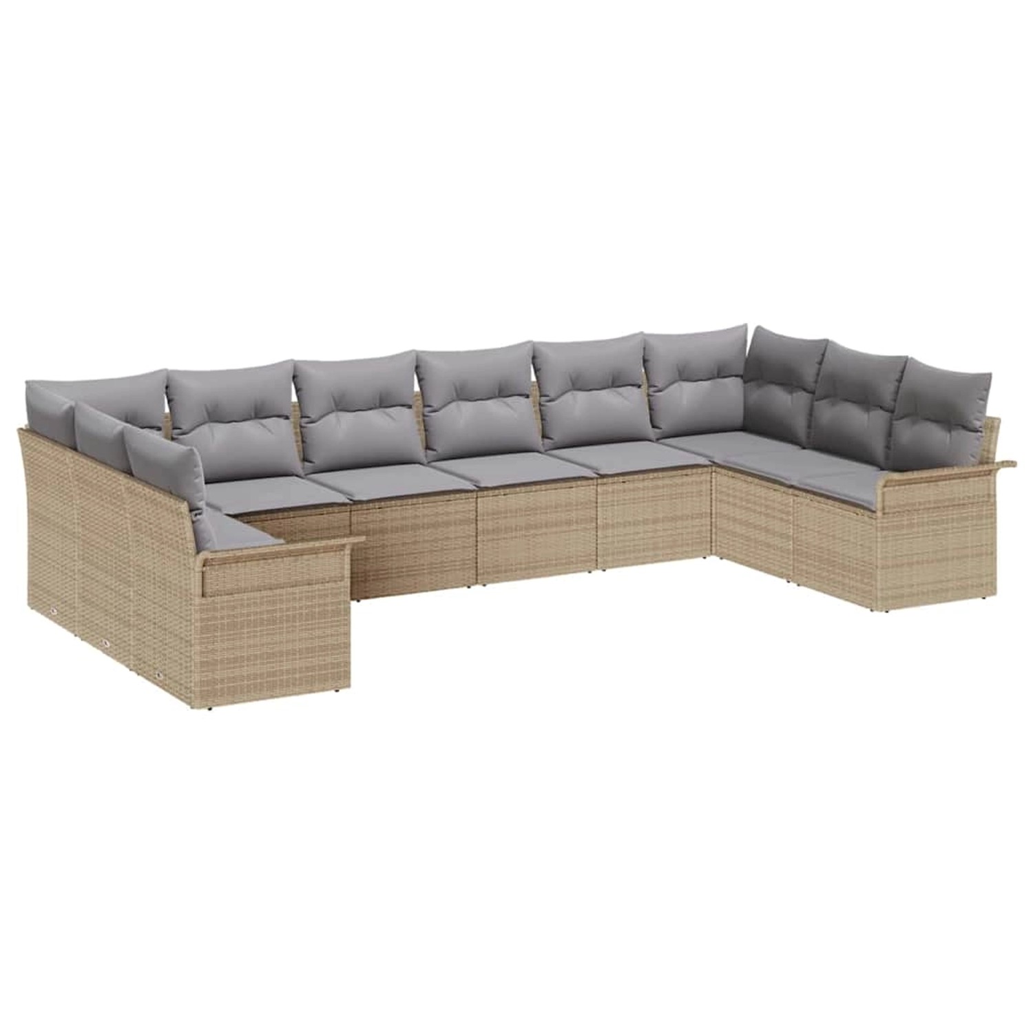 vidaXL Garten-Sofa-Set mit Kissen 10-Tlg Beige Poly Rattan 3345540 günstig online kaufen