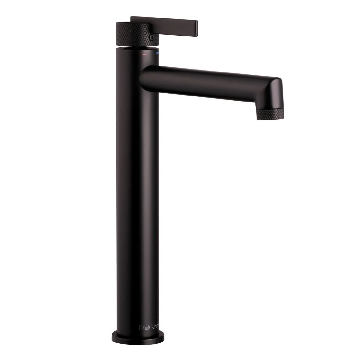 PaulGurkes Waschtischarmatur Wasserhahn Matt-Schwarz Lang für Aufsatzwaschbecken Serie NOX