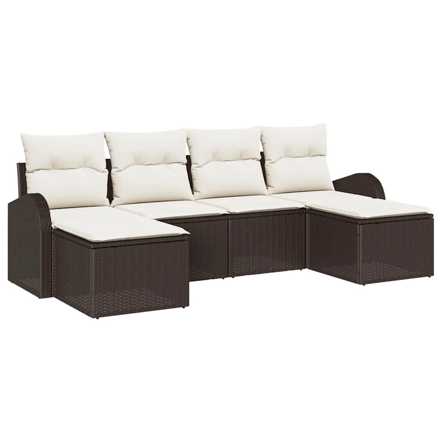 vidaXL Garten-Sofa-Set mit Kissen 6-Tlg Braun Poly Rattan 3346148 günstig online kaufen