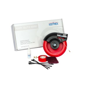 Katimex Kati Blitz Mini 15m Kabel-Einziehsystem mit Zubehör, wie Kleber, Isolierband und Flexi-Sonden.