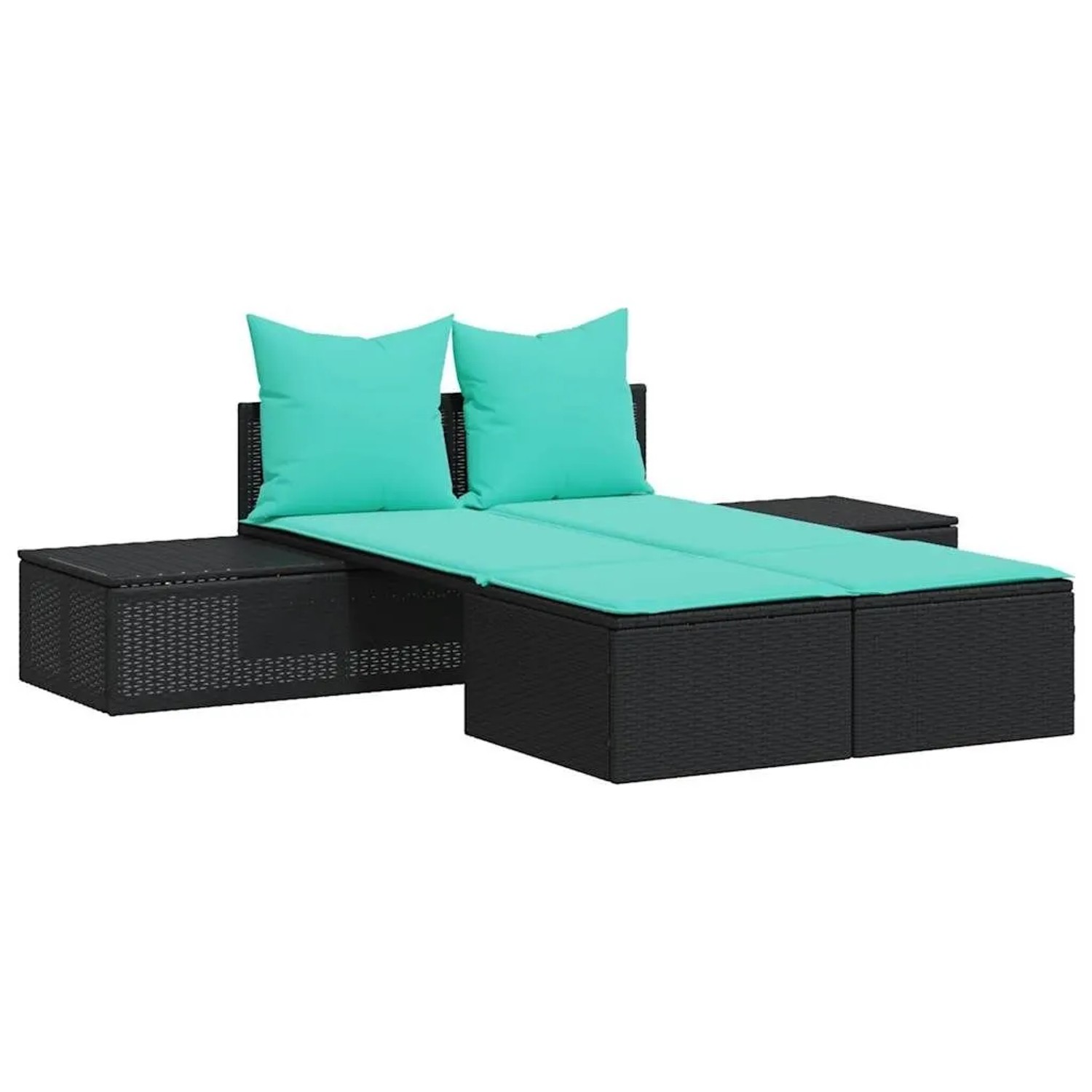 vidaXL Doppelte Sonnenliege mit Kissen Schwarz Poly-Rattan 368397 günstig online kaufen