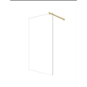 Glas Duschabtrennung 48x200cm Walk-In Dusche mit goldenem Stabilisator.