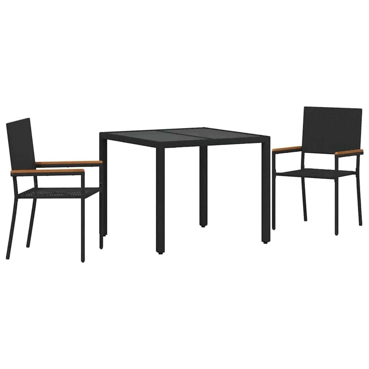 vidaXL Garten Essgruppe 3-Tlg Schwarz Poly-Rattan 3365384 günstig online kaufen