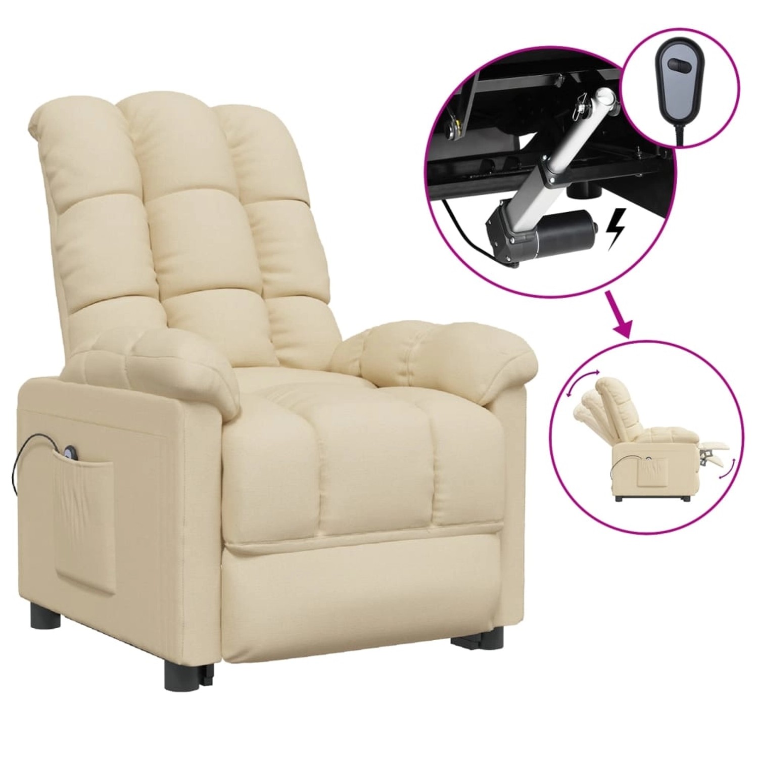vidaXL Relaxsessel Elektrisch Creme Stoff 3073757 günstig online kaufen