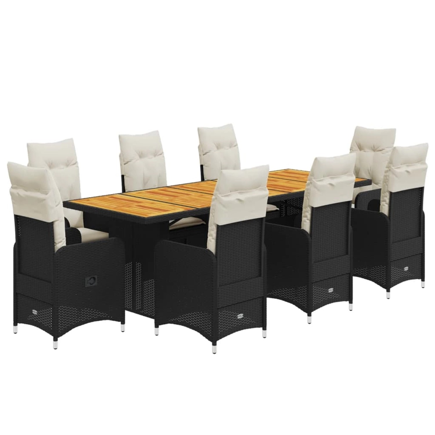 vidaXL 9-tlg Garten-Bistro-Set mit Kissen Schwarz Poly Rattan Modell 7