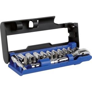 LUX 1/4 Zoll Nuss-Set, 24-teilig, mit Stecknüssen, Bits und Knarre im blauen Kasten.