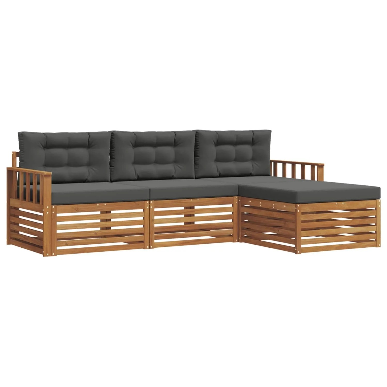 vidaXL Outdoor-Sofagarnitur mit Kissen 4-Tlg Natur und Anthrazit 3373252