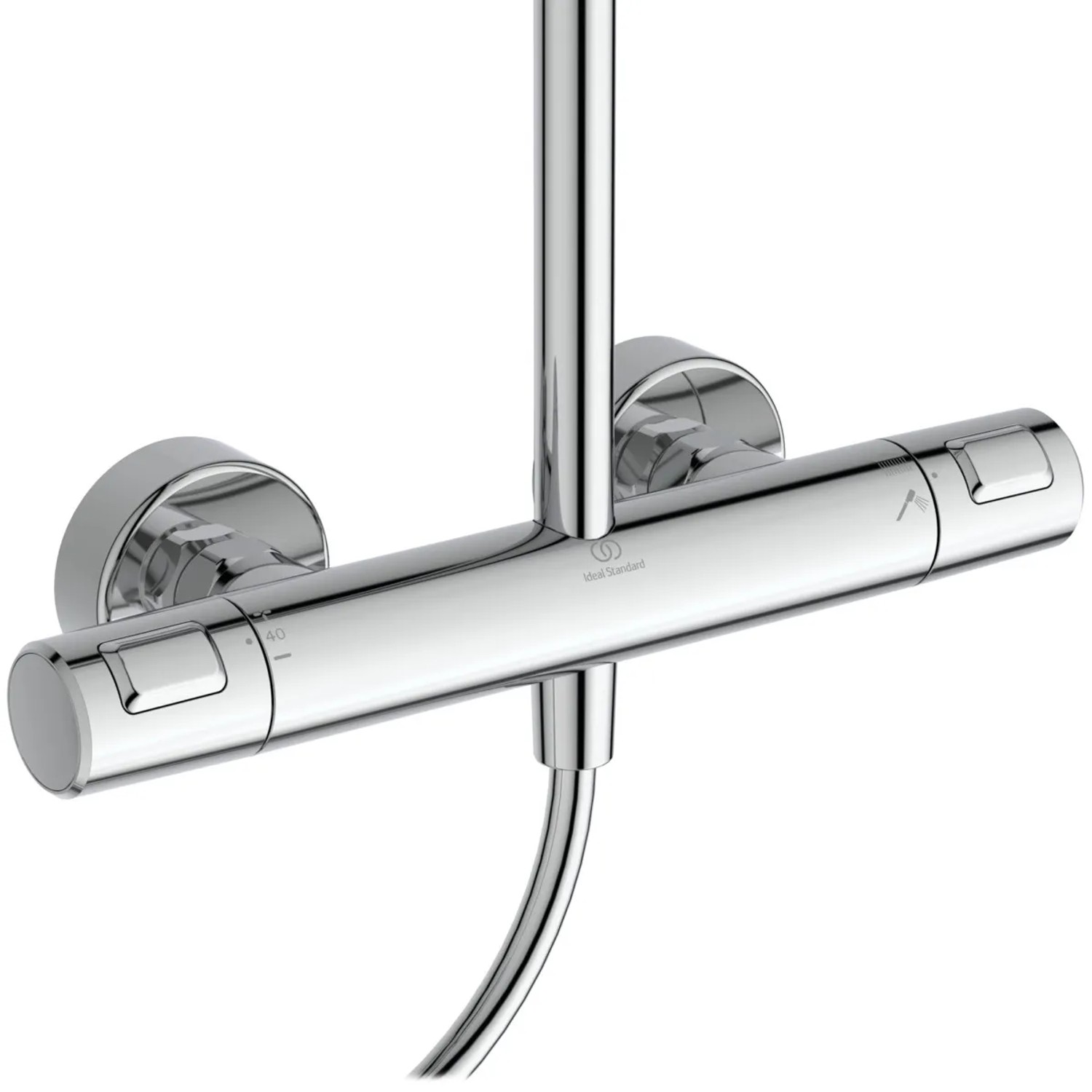 Ideal Standard Ceratherm T25+ Brausegarnitur in Chrom, Duschpaneel mit Thermostat.