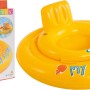 Gelber Schwimmring mit Sitznetz für Babys, mit Kopfstütze, für Badespaß im Wasser.