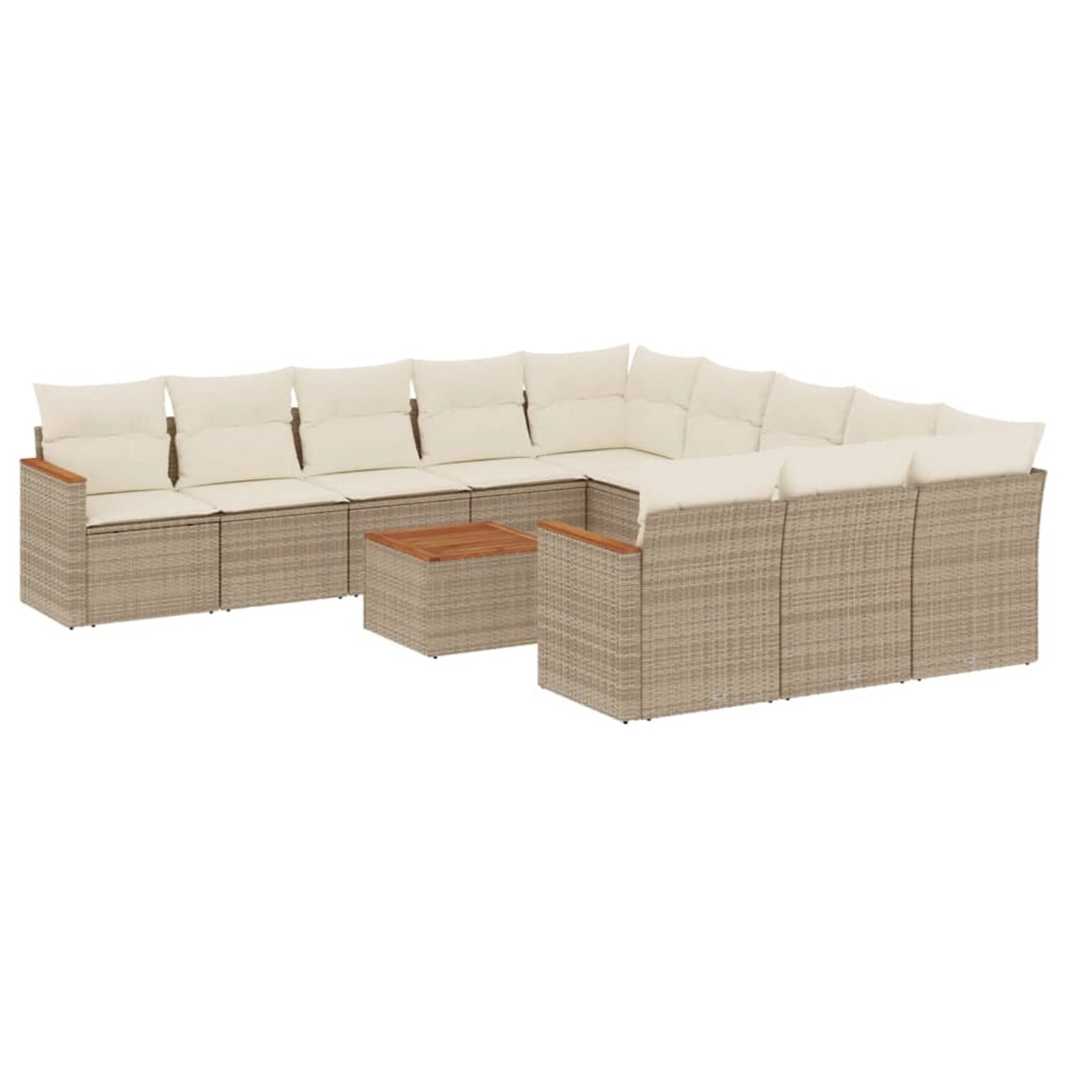 vidaXL 12-Tlg Garten-Sofagarnitur mit Kissen Beige Poly Rattan 3258838