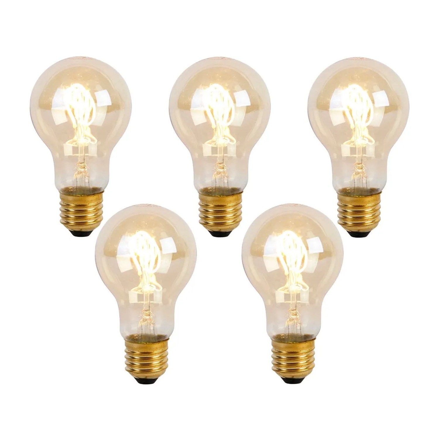 LUEDD 5er Set E27 LED Spiral Filament Glühbirnen A60 Goldline 2W 150lm 2200K