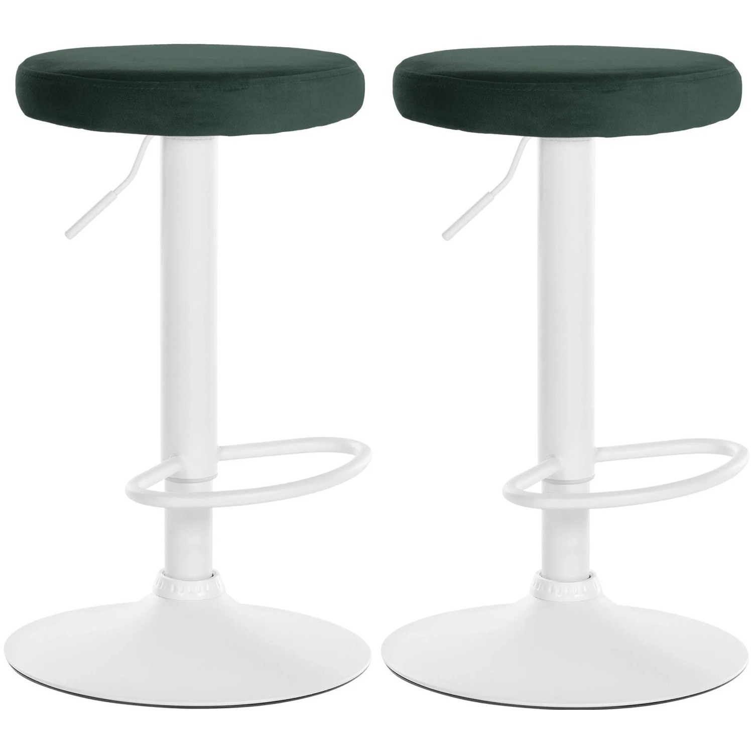 DELUKE 2er Set Barhocker KAZON Samt Grünfarbig 38,5x38,5x60cm Weiß Barstuhl Höhenverstellbar Drehbar Tresenhocker Tresen...