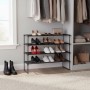 Relaxdays Schuhregal Metall Schwarz Stapelbar Stecksystem 2 Ebenen 38 cm x 117 cm x 30 cm_3