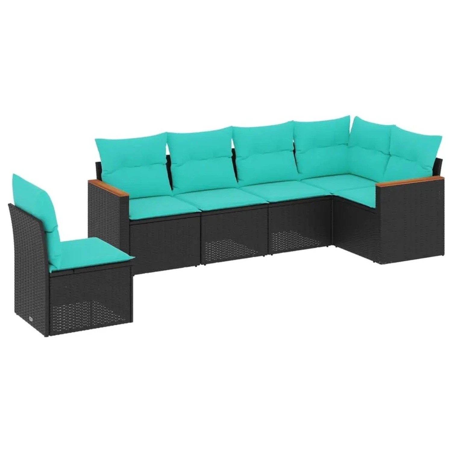 vidaXL 6-Tlg Gartensofa-Set mit Kissen Schwarz Polyrattan 3226015 günstig online kaufen