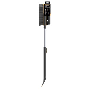 Fiskars Teleskop-Auto-Schneebürste & Eiskratzer X-Series, schwarz-grau mit orangefarbenen Akzenten, für effiziente Schneeräumung.