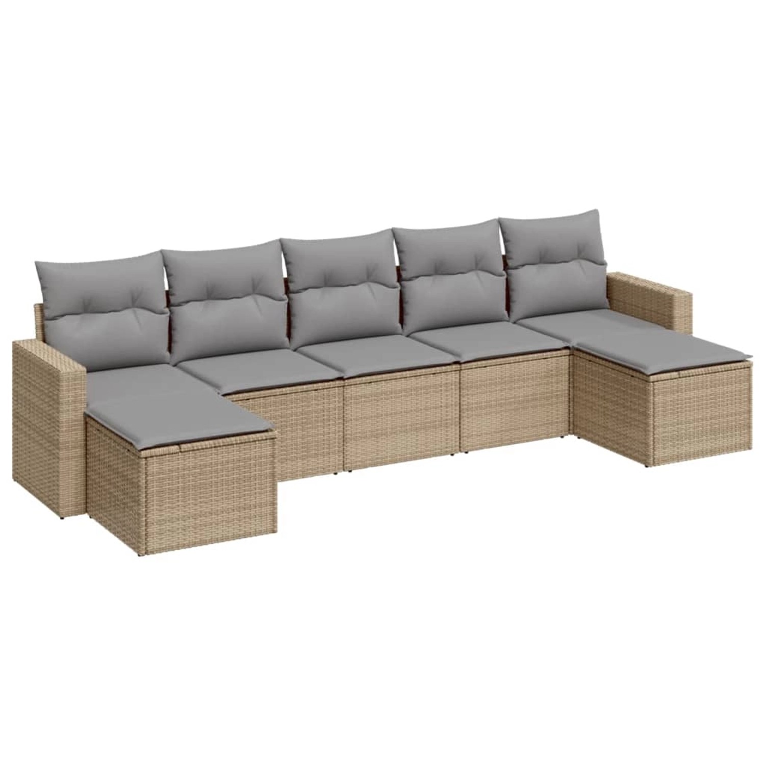 vidaXL 7-Tlg Garten-Sofagarnitur mit Kissen Beige Poly Rattan 3219329 günstig online kaufen