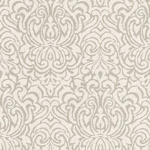 Bricoflor Barock Textiltapete in Creme und Grau mit elegantem Ornamentmuster.