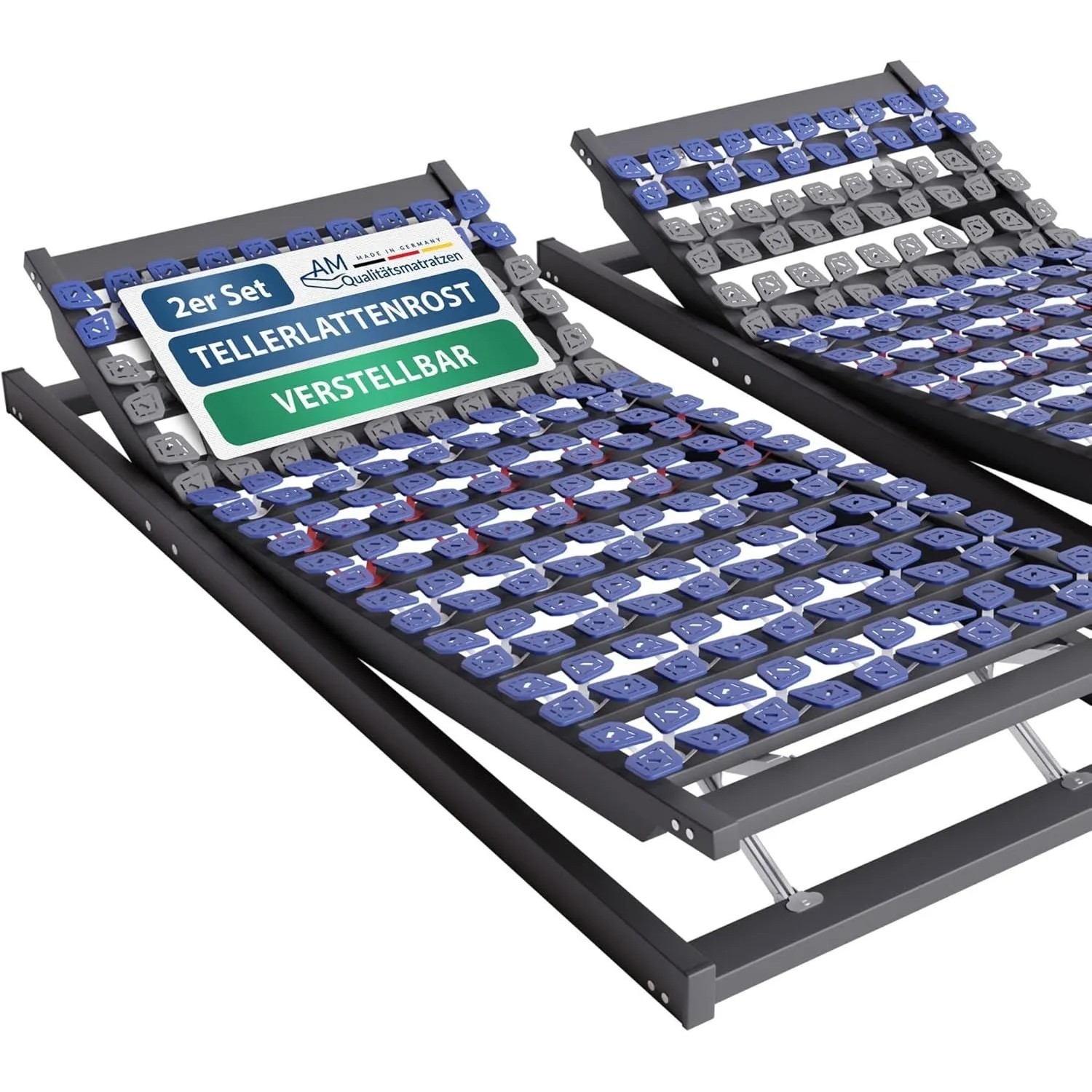 AM Qualitätsmatratzen 7 Zonen Tellerlattenrost Verstellbar Made in Germany 200x200cm