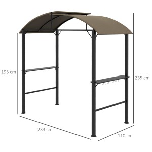 Outsunny Grillpavillon, khaki, mit Stahlrahmen, Ablagen und Haken. Ideal für Grillfeste im Freien.