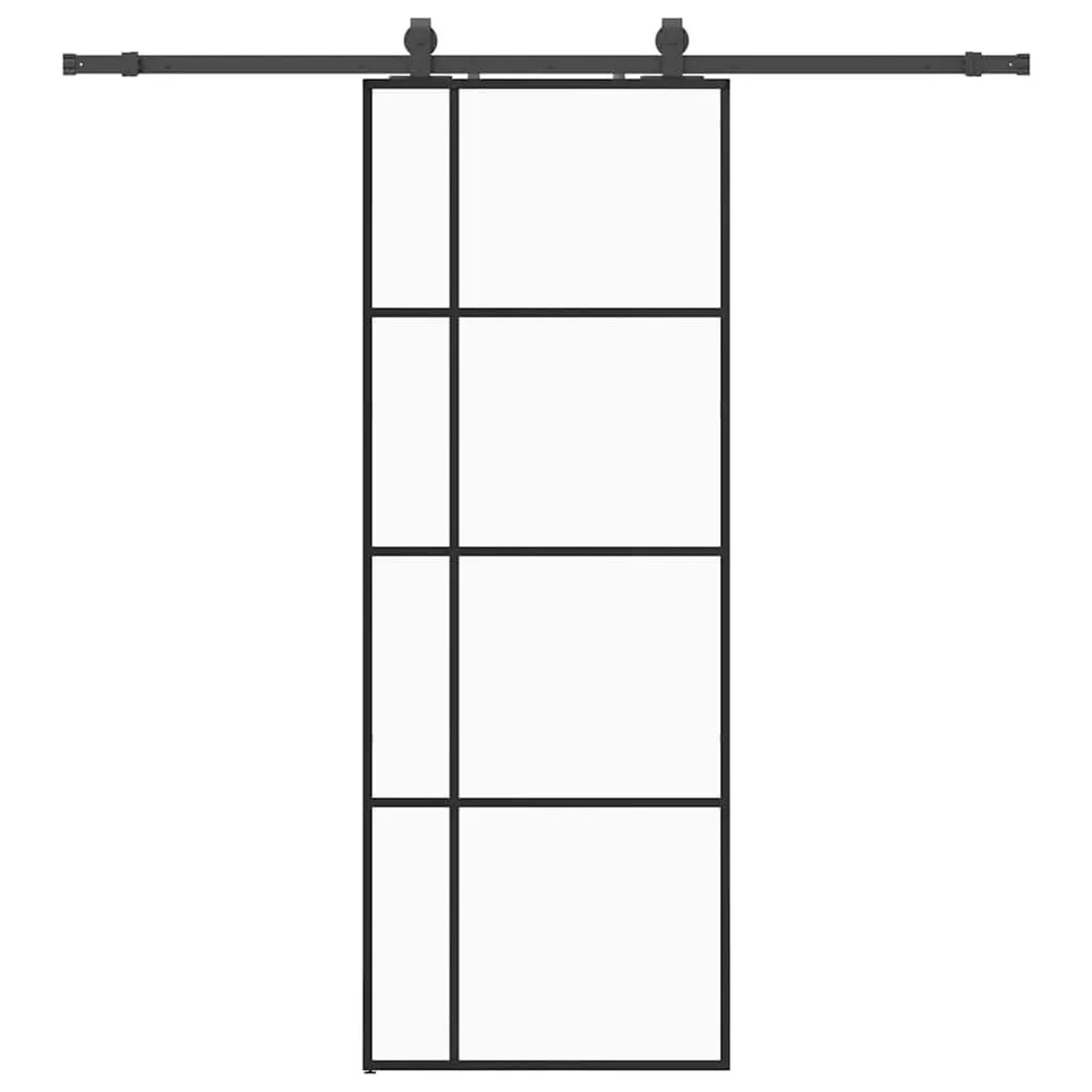 vidaXL Schiebetür mit Beschlag Schwarz 76x205 cm ESG-Glas 3375868