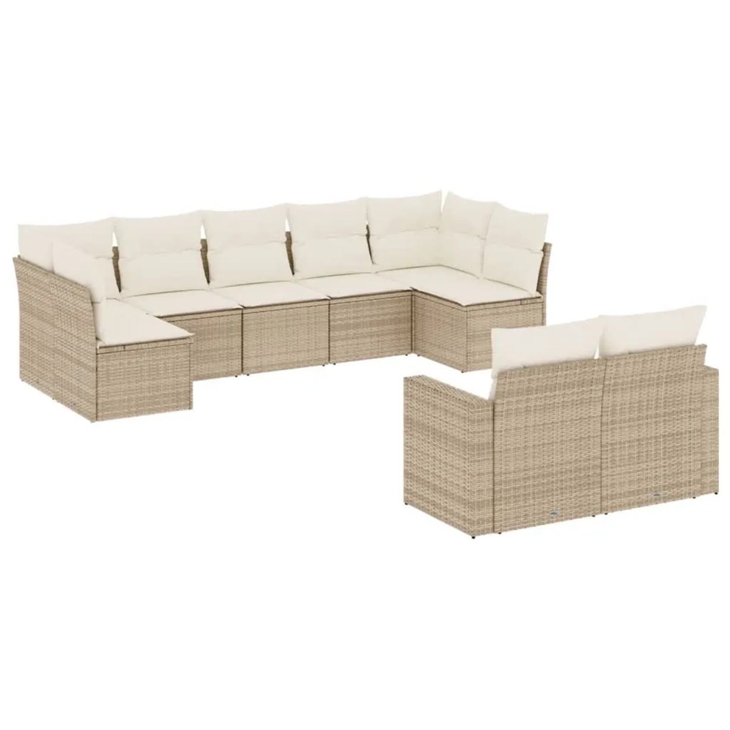 Thumbnail - vidaXL 9-Tlg Garten-Sofagarnitur mit Kissen Beige Poly Rattan 3251755