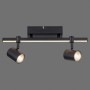 Schwarze Paul Neuhaus Barik Wand-/Deckenleuchte mit 2 Spots und LED-Leiste.