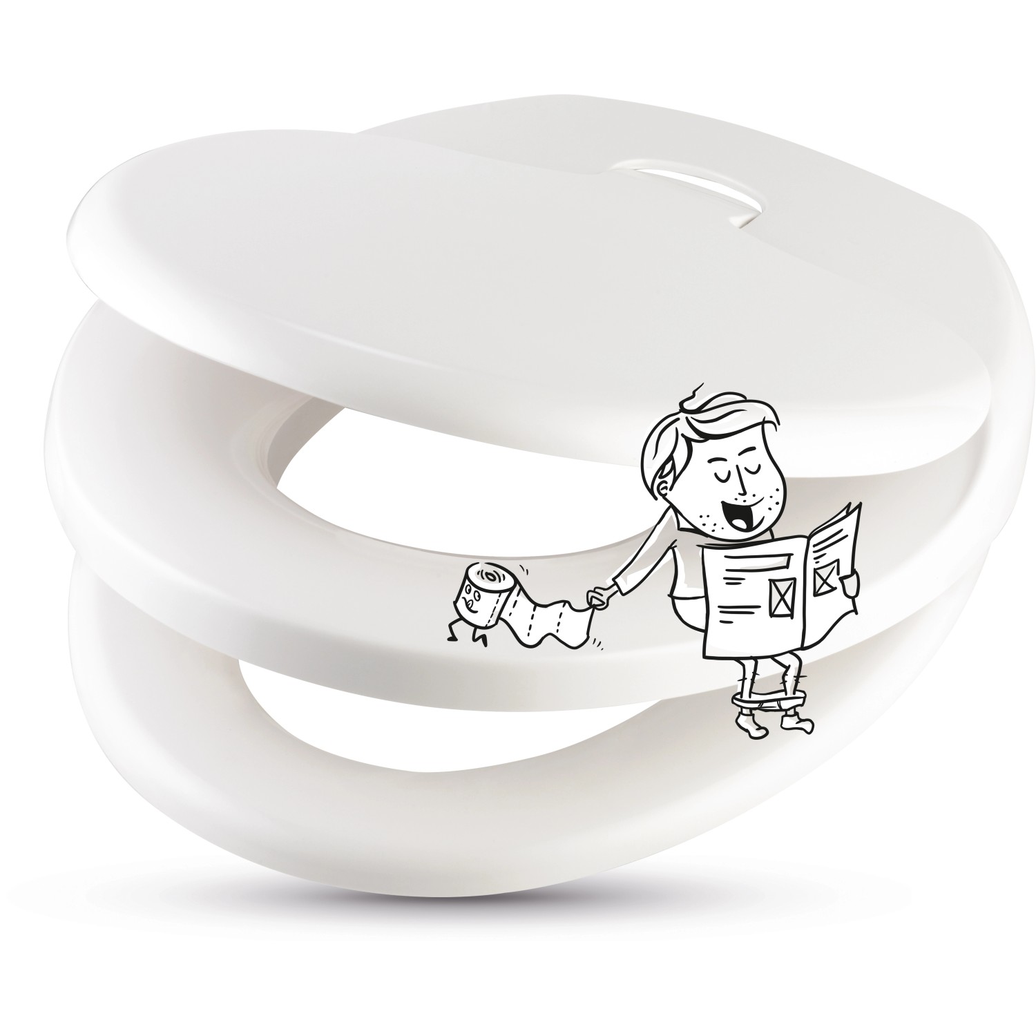 Weißer baliv WC-Sitz Fogo mit integriertem Kinder-WC-Sitz und Absenkautomatik.