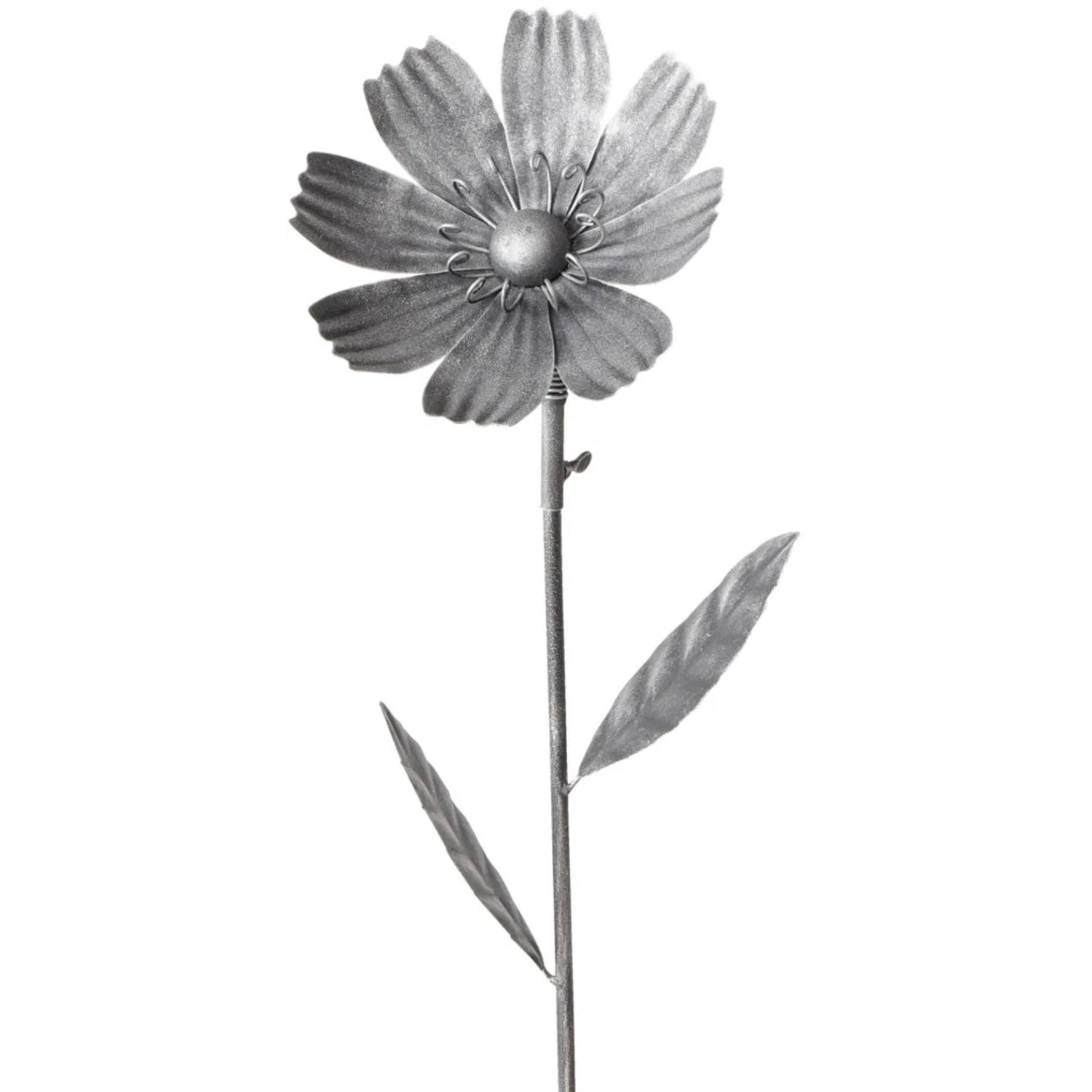 Silberner Boltze Gartenstab Garden Prato mit Blumenmotiv, 91 cm, Gartendekoration.