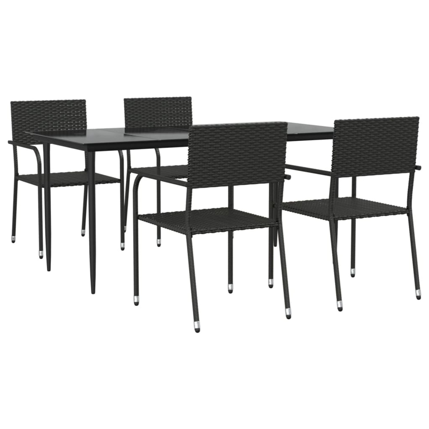 vidaXL 5-Tlg Garten-Essgruppe Schwarz Poly Rattan 3156758 günstig online kaufen