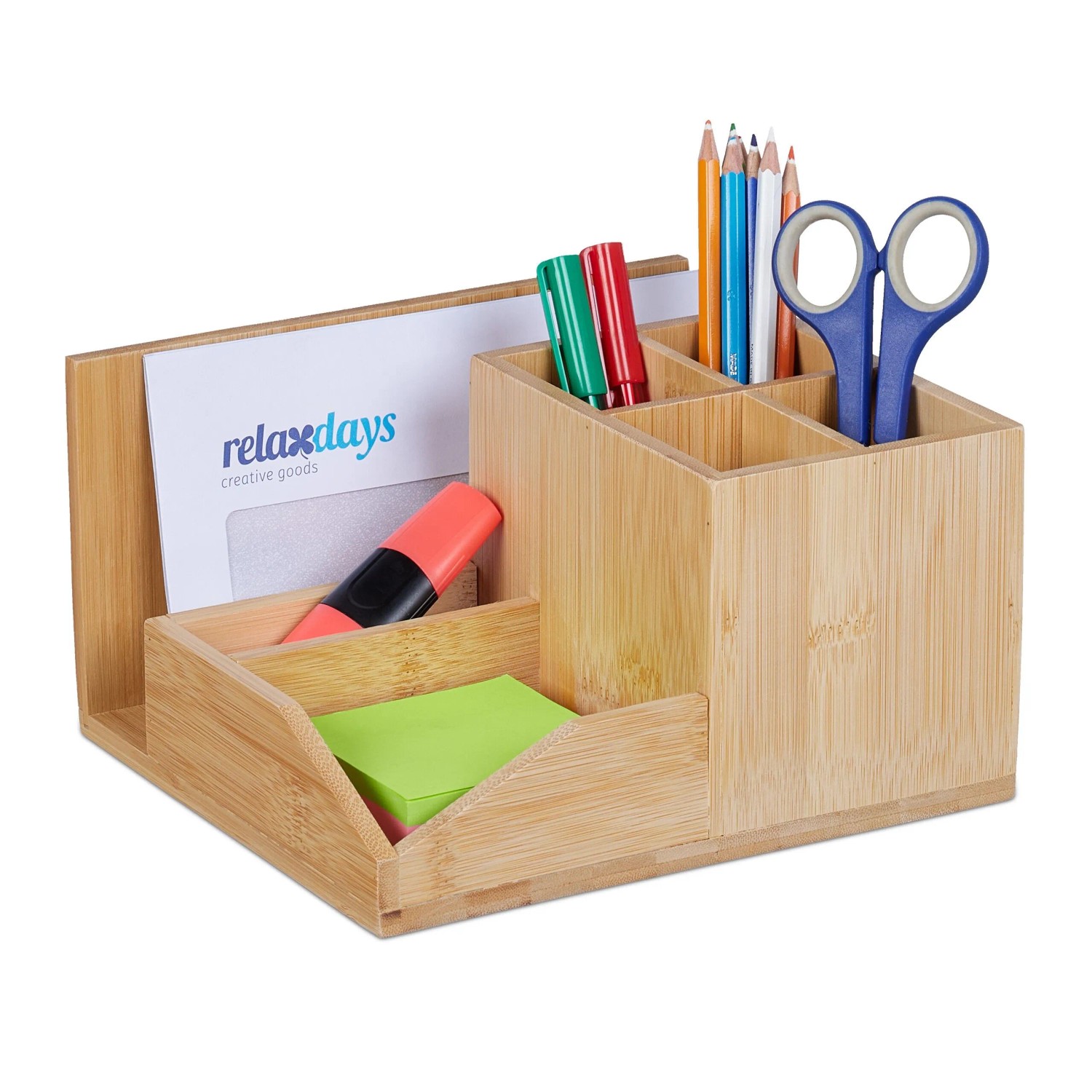 Relaxdays Schreibtisch Organizer Bambus Natur 11 cm x 21 cm x 19 cm 0,74 kg