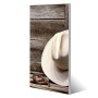 Magnettafel 37x78cm mit Linedance Motiv, Cowboyhut und Hufeisen. Wanddekoration für Notizen und Fotos.