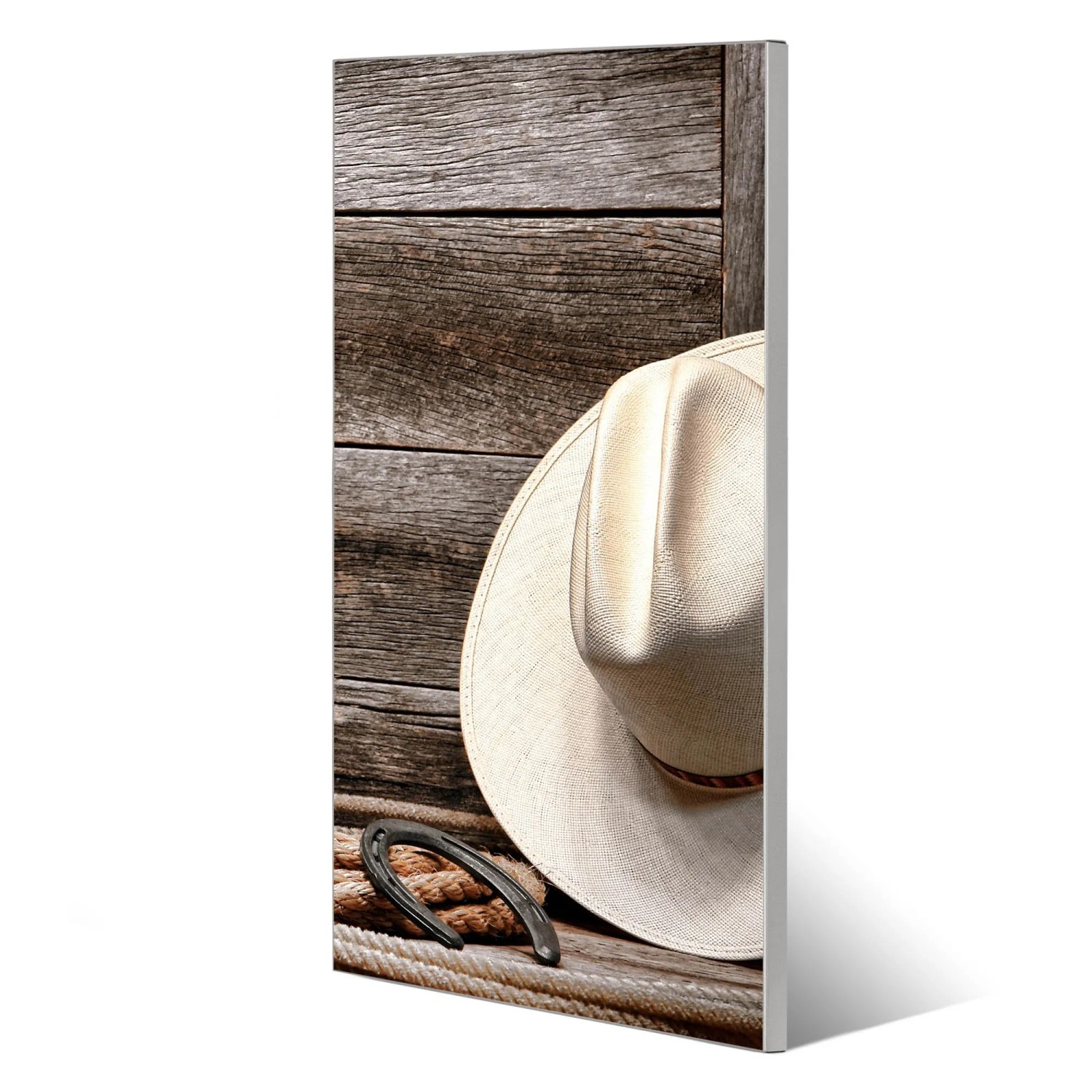 Magnettafel 37x78cm mit Linedance Motiv, Cowboyhut und Hufeisen. Wanddekoration für Notizen und Fotos.
