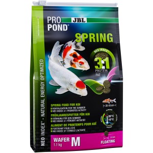 JBL ProPond Spring M Koi-Futter, 1,1kg Packung mit Koi auf der Vorderseite.