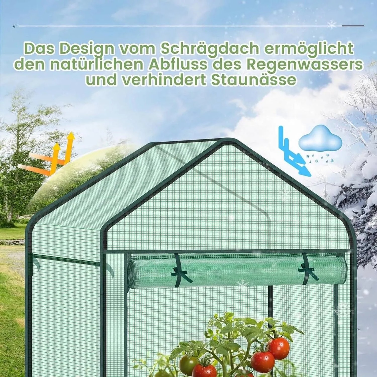 WOLTU Foliengewächshaus Treibhaus Gartenhaus Gewächshaus 100x50x190cm Grün_5