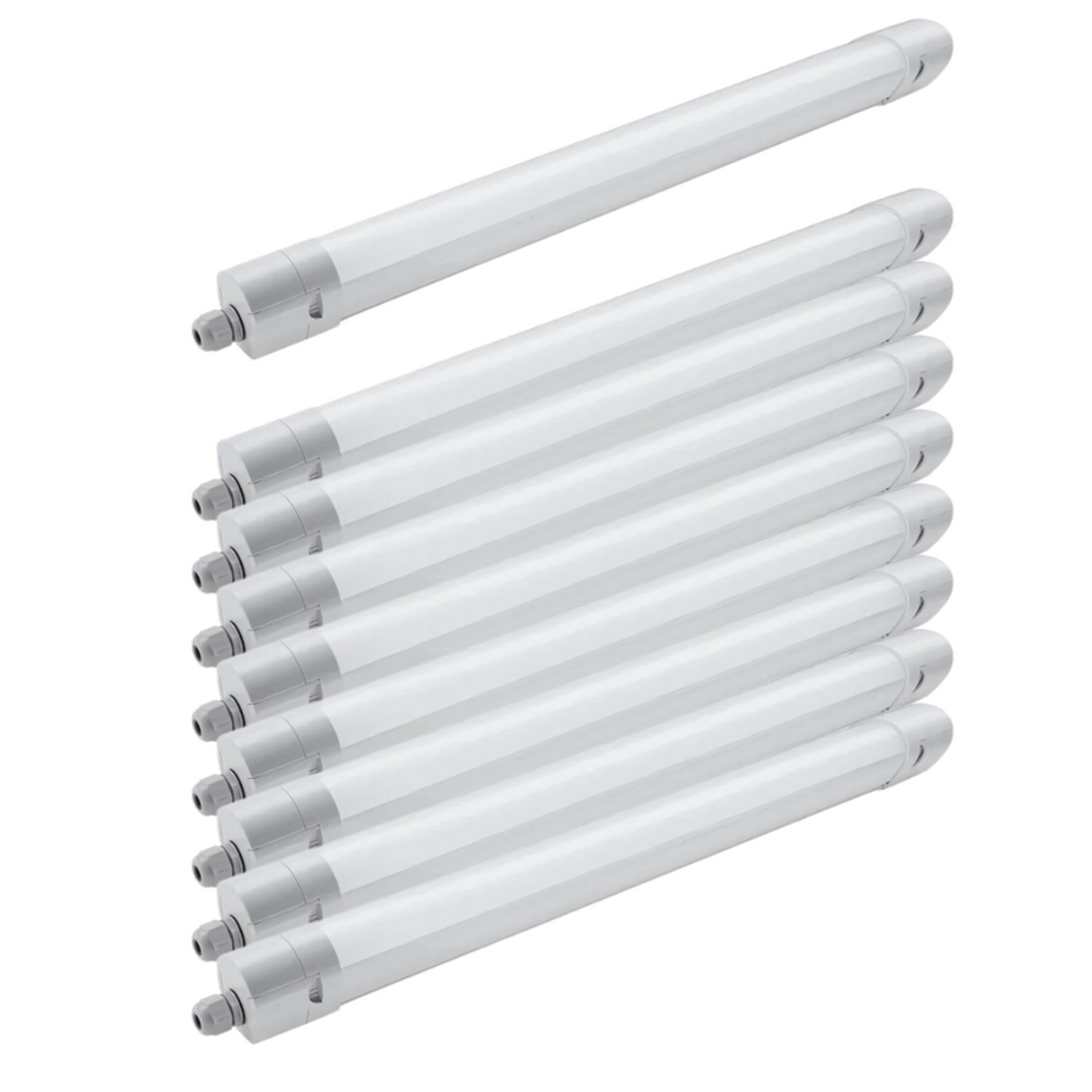 ENOVALITE LED Feuchtraumleuchte PRO 9er-Set 150cm 50W 6000Lm 4000K Neutralweiß IP65 OSRAM-Netzteil Wannenleuchte Durchsc...