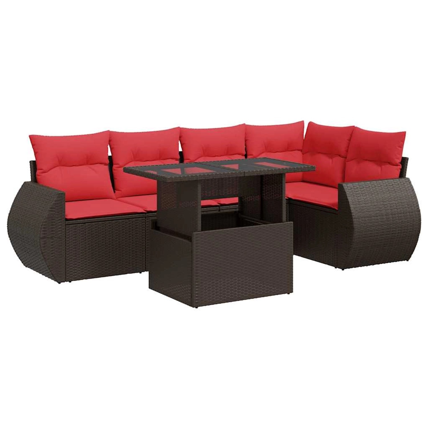 Thumbnail - vidaXL 6-Tlg Garten-Sofagarnitur mit Kissen Braun Poly Rattan Akazie 3326645