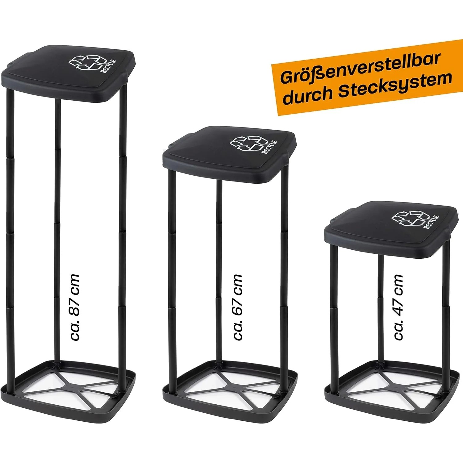 Hinrichs Müllsackständer, höhenverstellbar in 3 Größen, mit Deckel und 2 Müllsäcken.