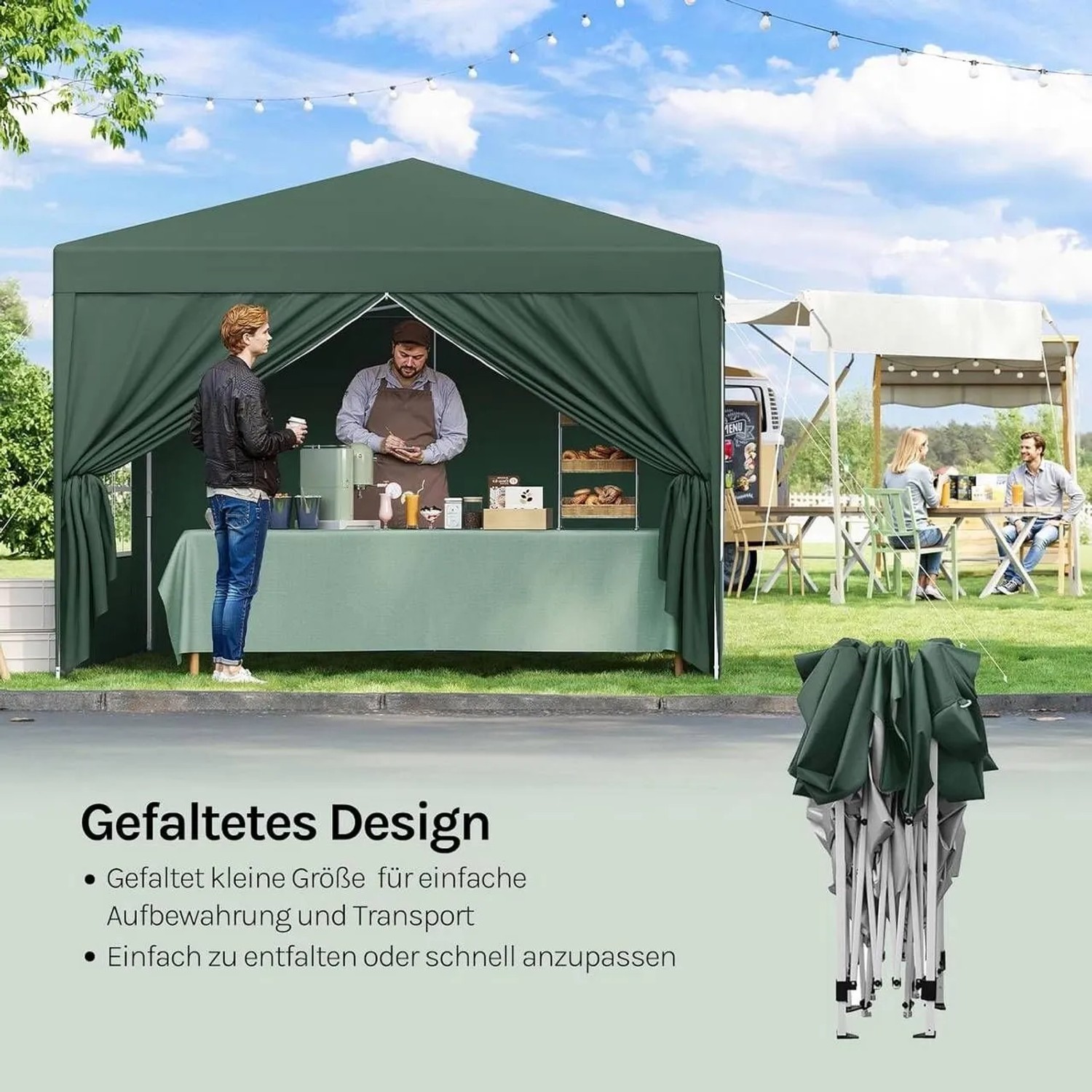 WOLTU Pavillon Pop-Up Wasserdichter Sonnenschutz Pagodenzelt 3x3 m Grün_8