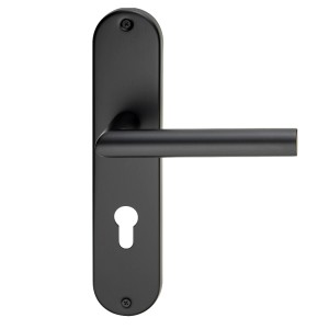 MeinTürgriff Drückergarnitur Liverpool Edelstahl Schwarz Renovierungsschild Langschild Türdrücker Griff PZ