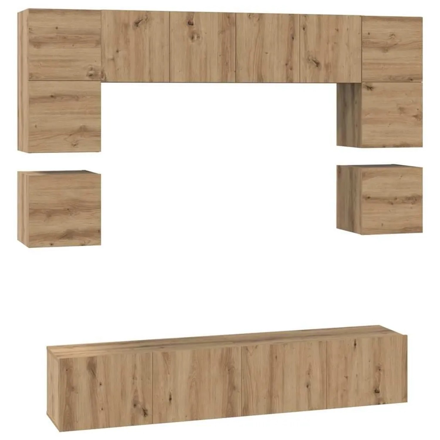 vidaXL TV-Schrankset Wandmontiert 8-Tlg Artisan-Eiche Holzwerkstoff 3393335